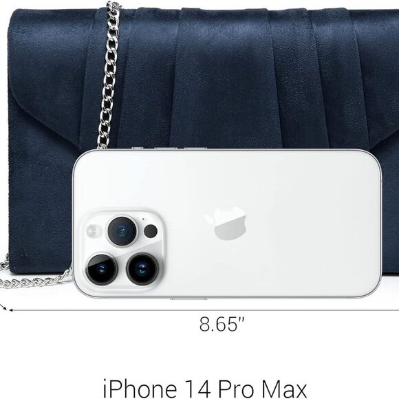 Women's Evening Bag Pleated Envelope Clutch Handbag Wedding Party Bridal Purse - Picture 5 of 5